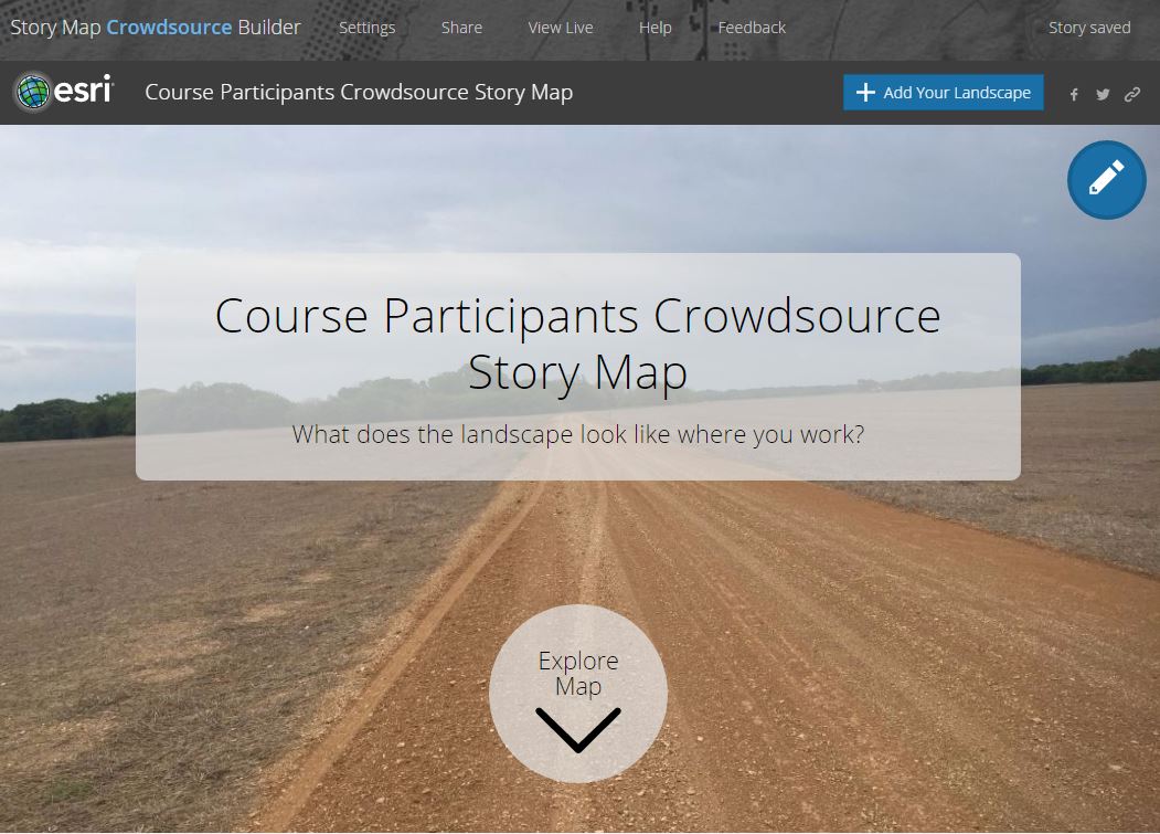 Crowdsource story map - front screen