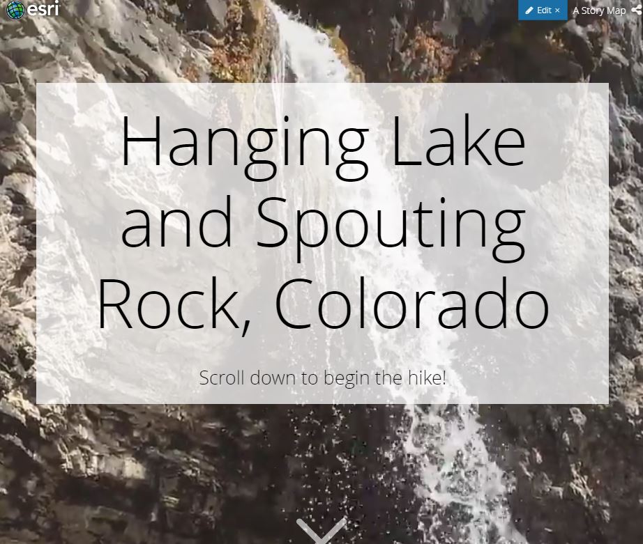 Front looping video of the Hanging Lake and Spouting Rock Story Map.