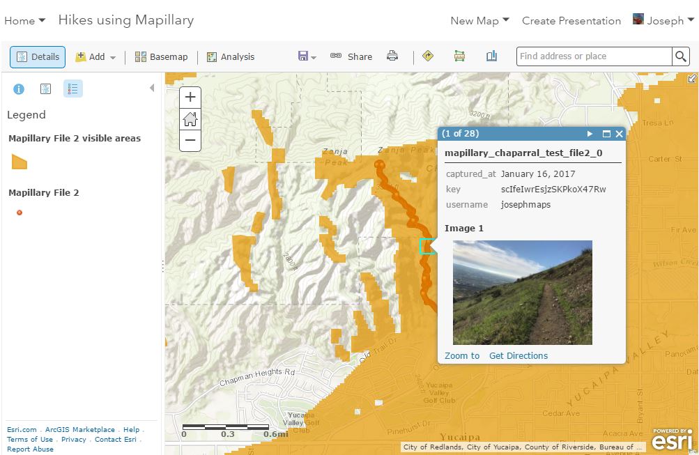 Mapillary Track with photographs in ArcGIS Online