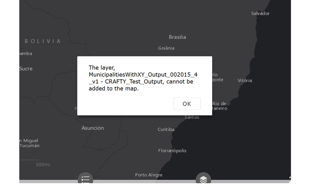 Layer cannot be added to the web map.