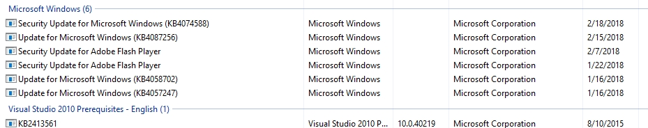windows updates screenshot