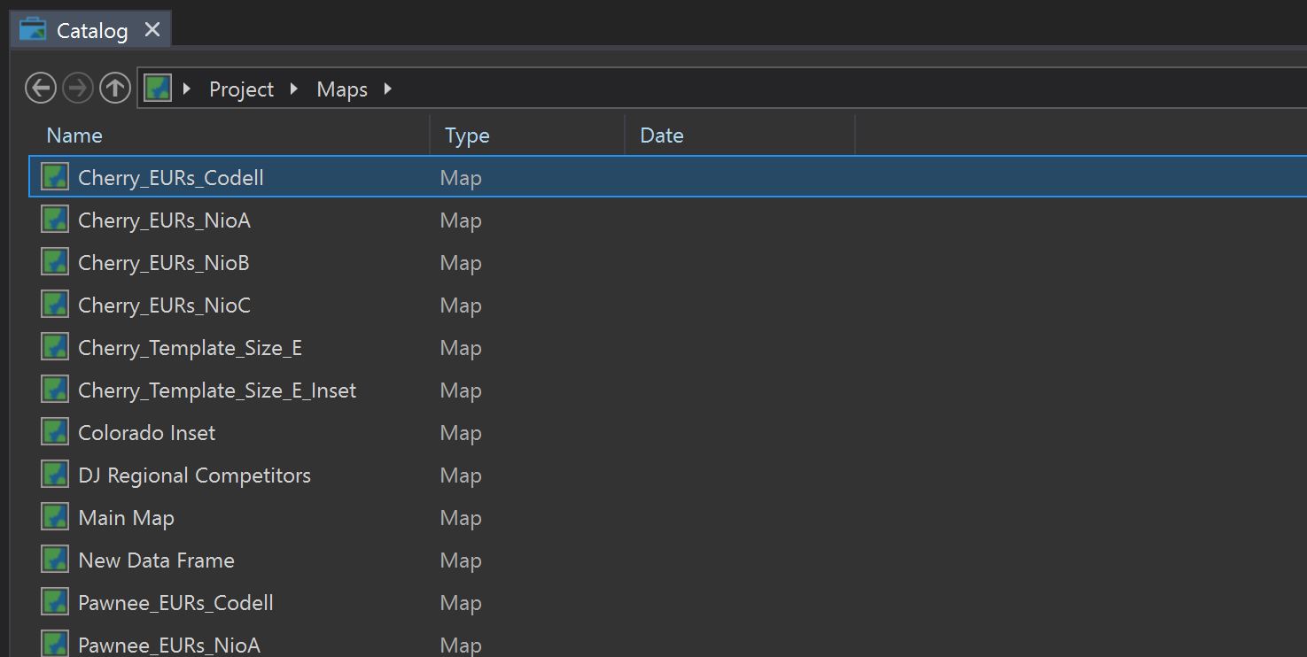 Snapshot of Catalog View Showing Maps with no Dates and no Document Paths