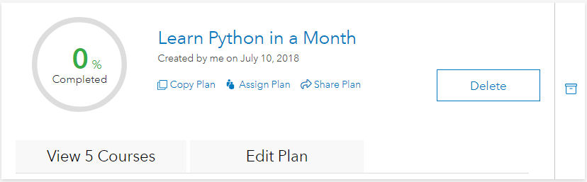 New learning plan on My Learning Plans page