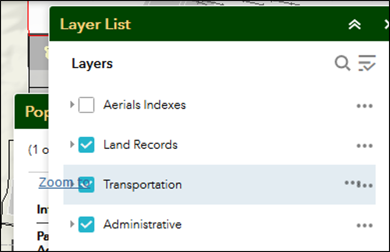 Image shows Layer List widget over the Popup Panel widget but Panel stuff still shows through the Layer List.