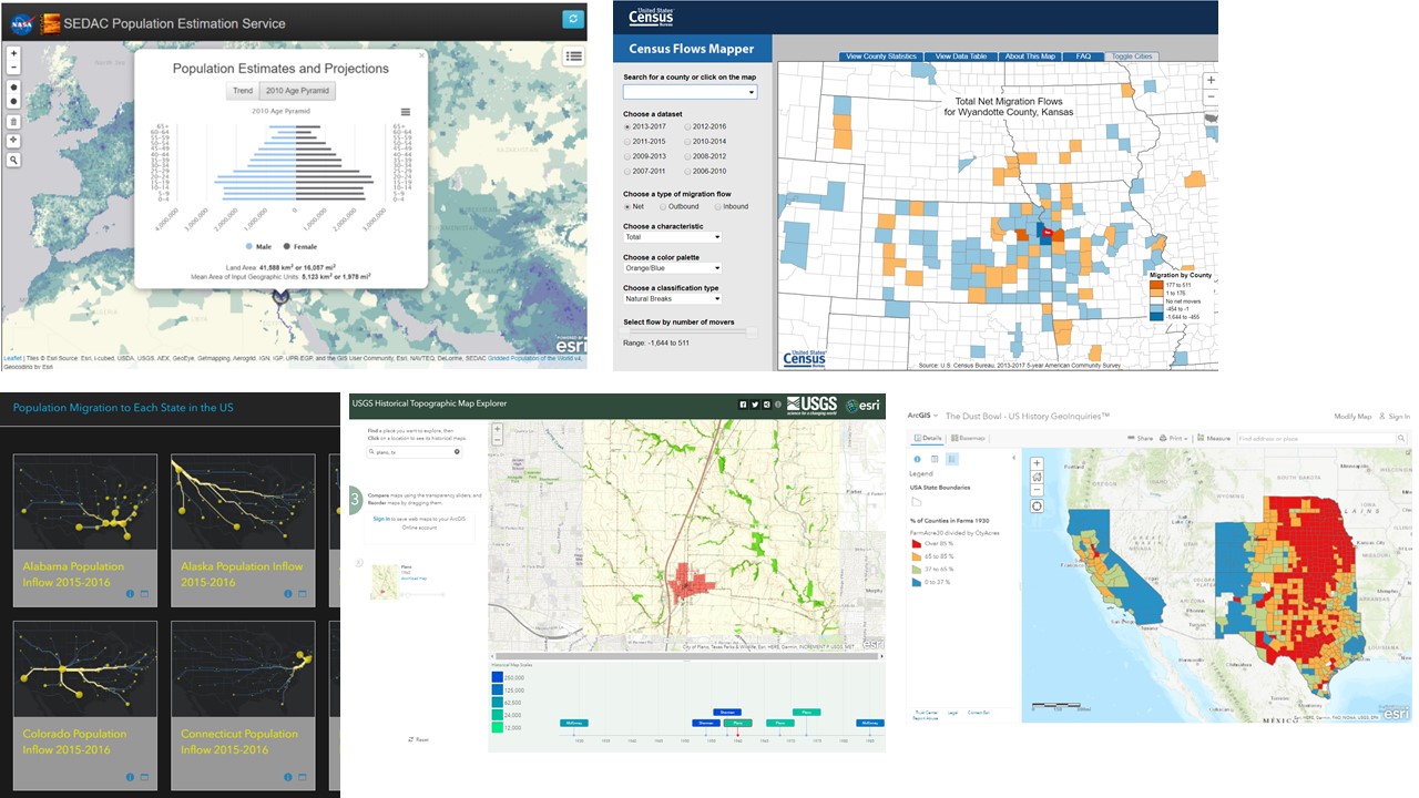 Images from selected population change and demographic tools. 